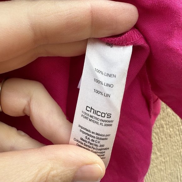 Chico's Women's 100% Linen Cropped Trench Jacket 3/4 Sleeve Pink Size 1 Small/8 - Picture 5 of 6